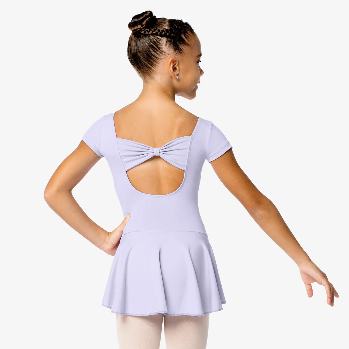 So Danca Christabel Cap Sleeve Dress Leo w/ Bow on Back - Childs