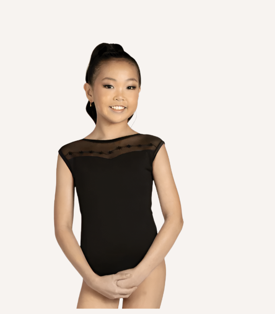Danznmotion Daria Cap Sleeve Flocked Leo Girls