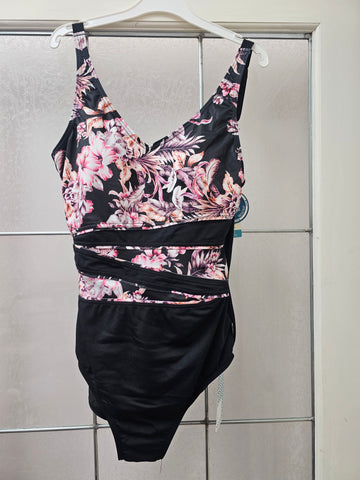 Finz Ladies Spliced 1-Piece Hibiscus Swimsuit
