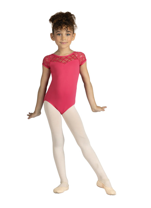 Danznmotion Nicolette Cap Sleeve Heart Lace Leo Girls