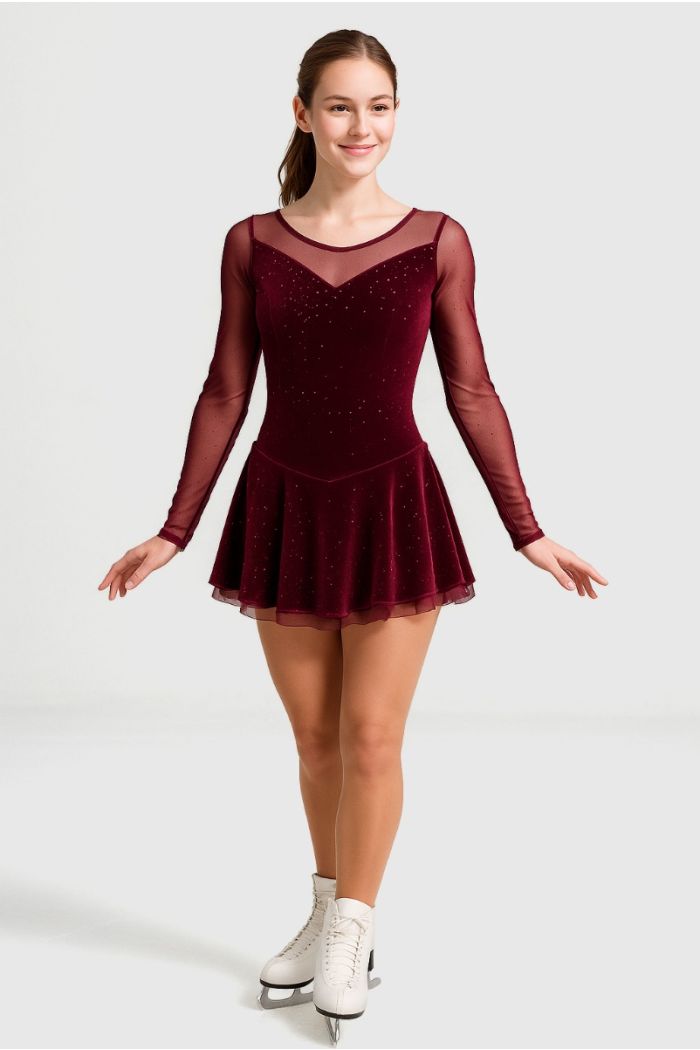 Mondor Alaska Glitter Velvet Figure Skating Dress Girls