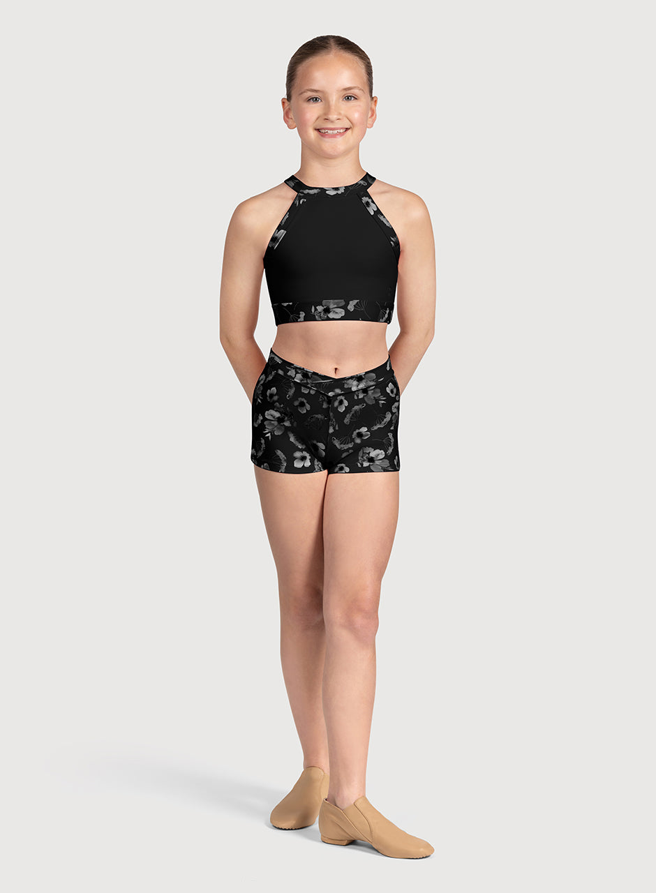 Bloch Petal Print High Neck Crop Top