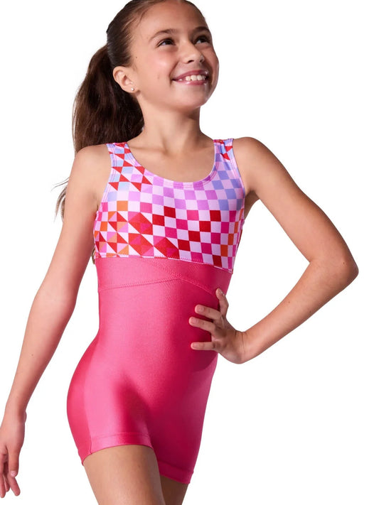 Capezio Checked Checkboard Biketard - Child
