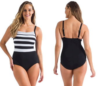 Finz Ladies Stripe Splice 1 Piece Swimsuit