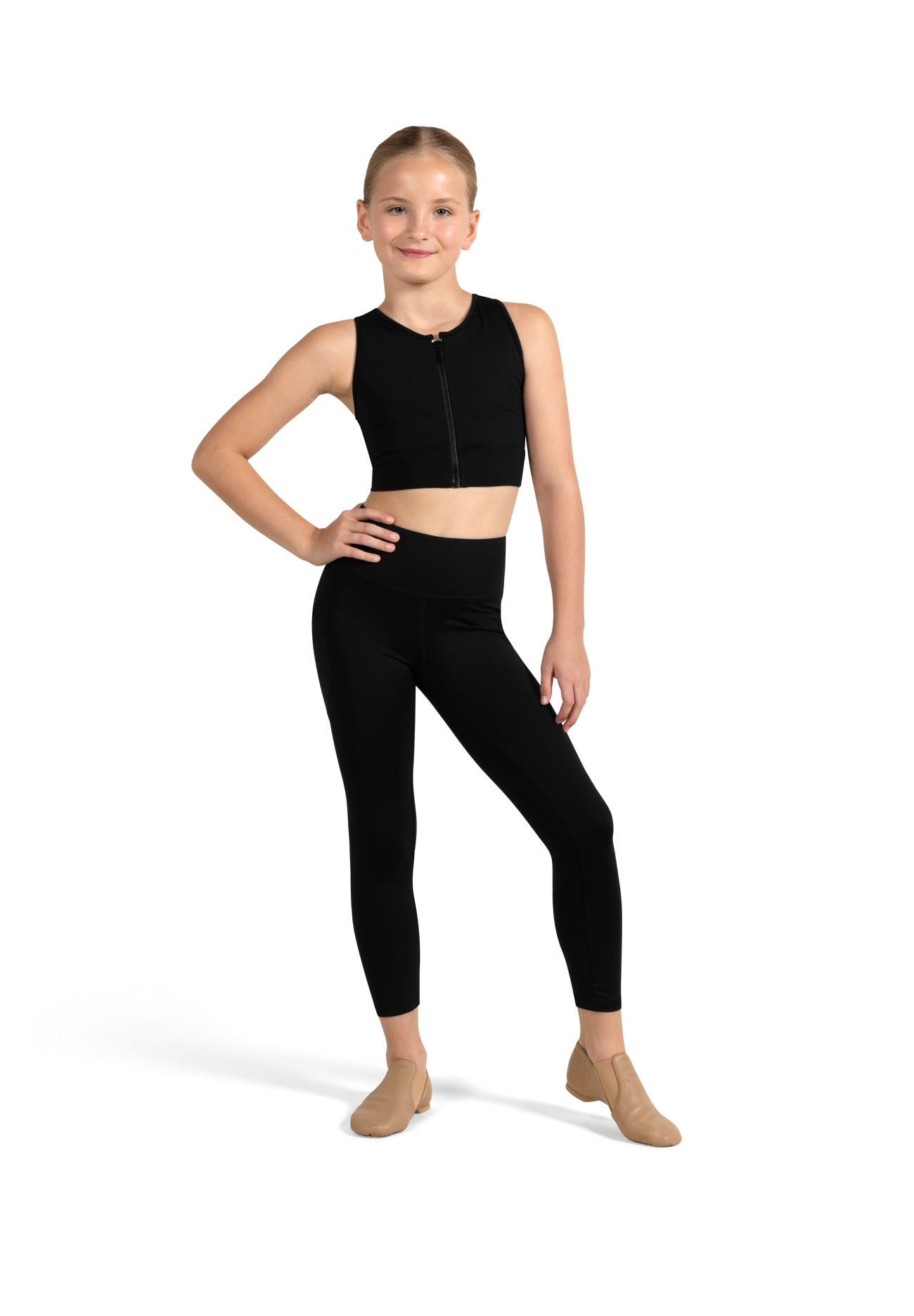 Bloch Fleur Zip Front Crop Top - Childs