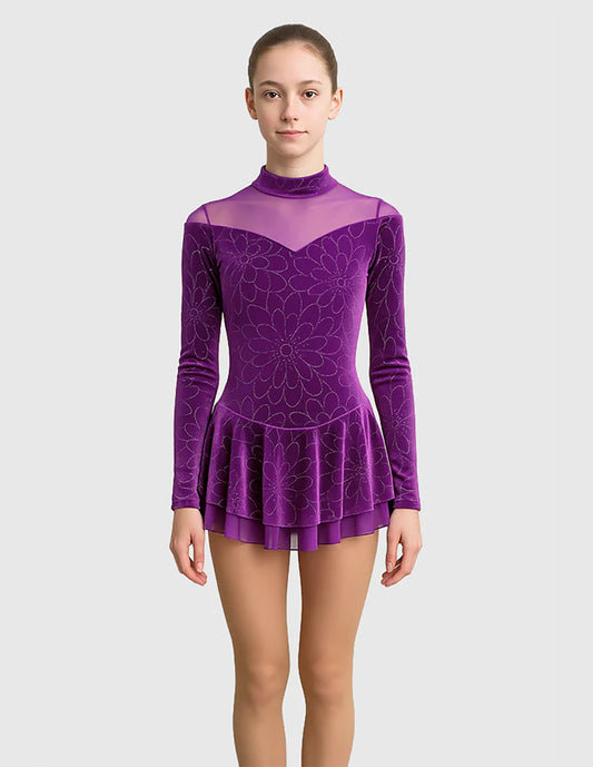 Mondor Nova Glitter Velvet Figure Skating Dress Girls