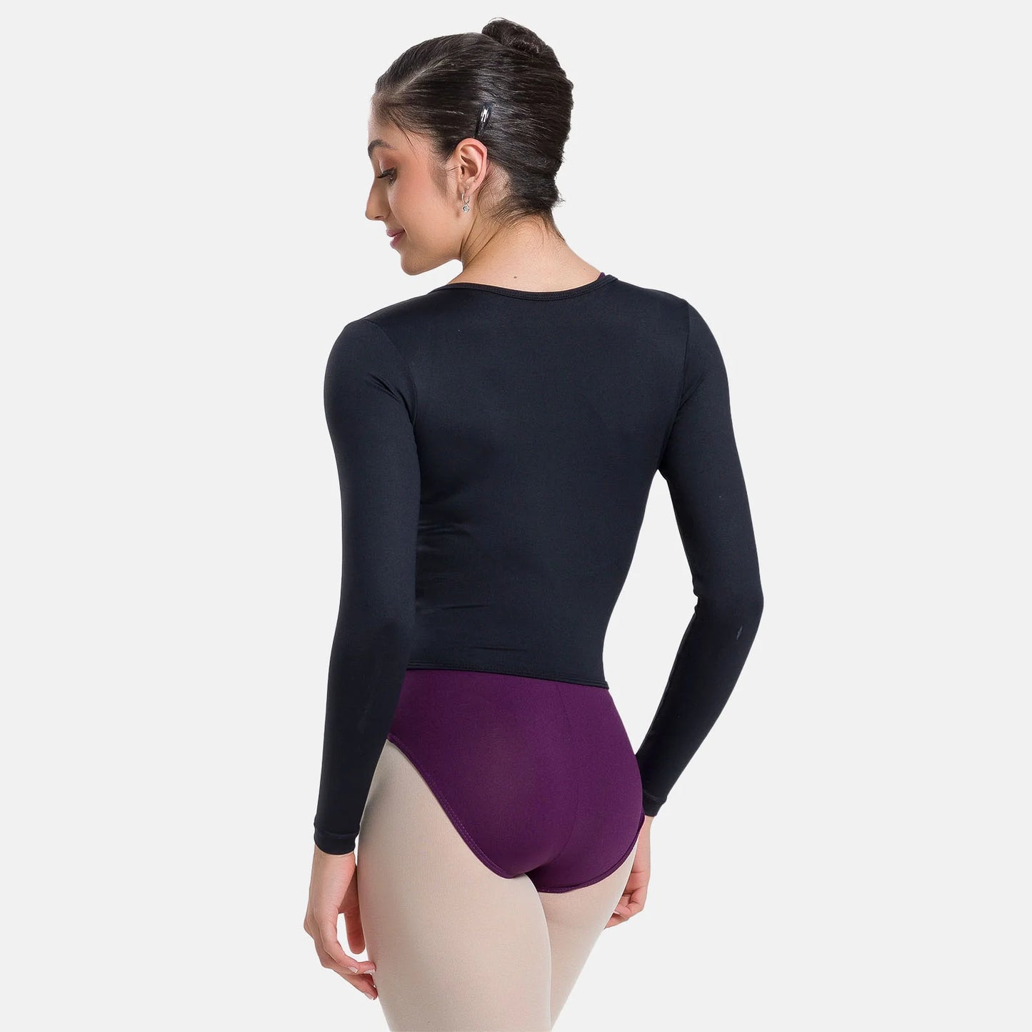 So Danca Frida V-Neck Long Sleeve Mock Wrap Top