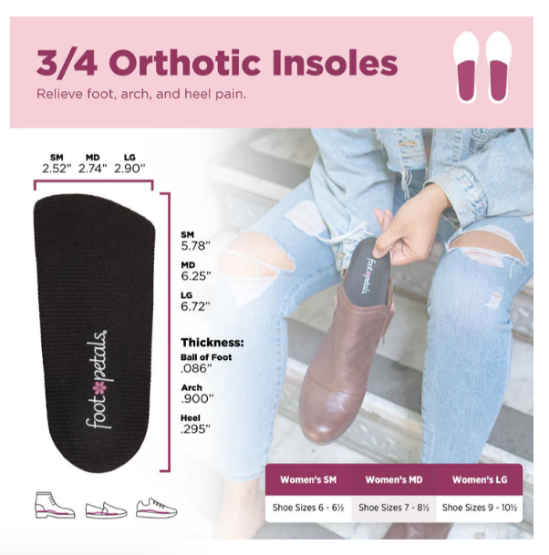Foot Petals Plantar Fasciitis 3/4 Orthotic Insole