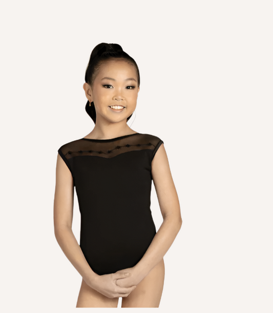 Danznmotion Daria Cap Sleeve Flocked Leo Girls