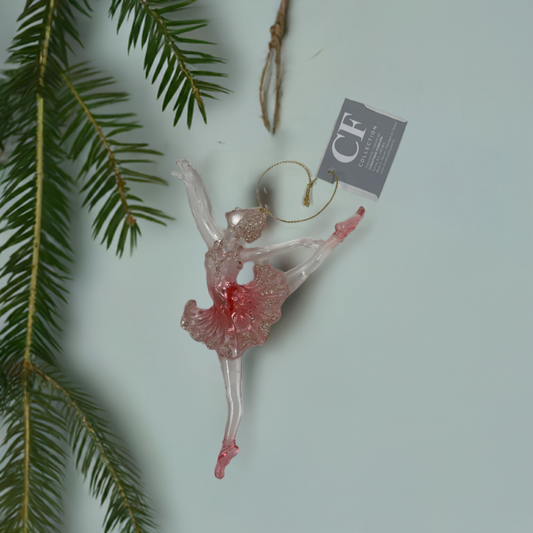 Xmas Forever Ballerina Ornament w/Gold Glitter