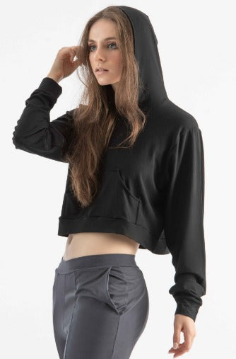 Ballet Rosa Ren Cropped Hoodie w/ Kangaroo Pocket