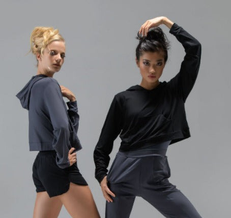 Ballet Rosa Ren Cropped Hoodie w/ Kangaroo Pocket