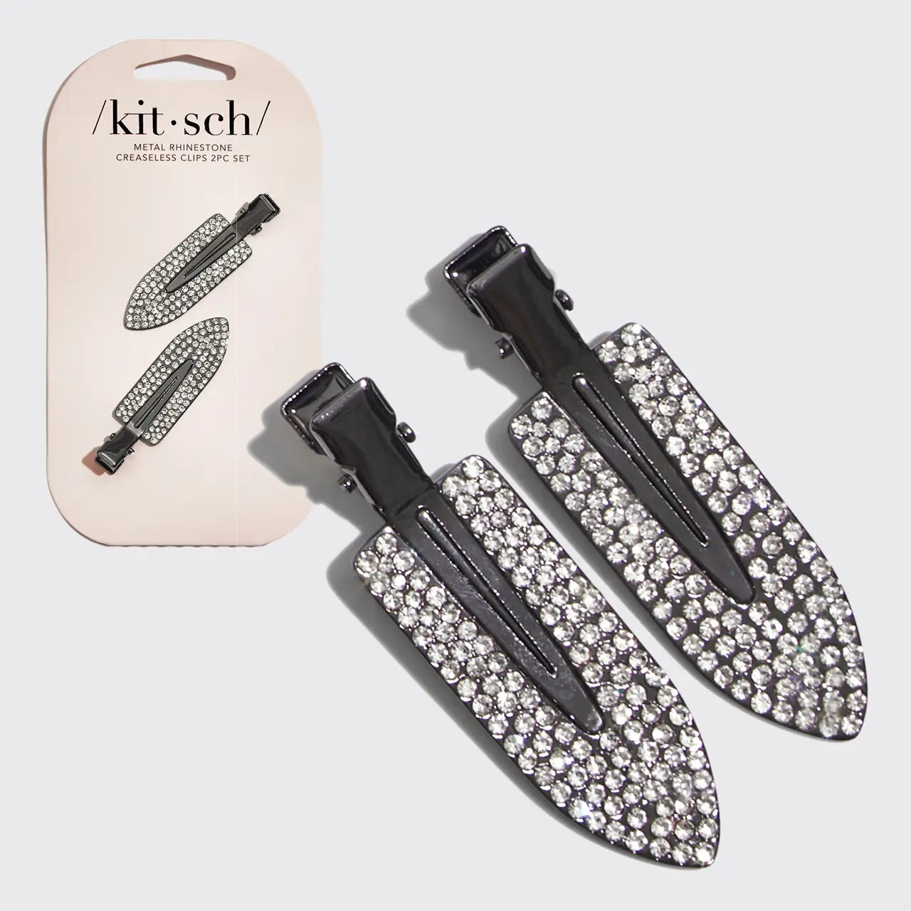Kitsch Metal Rhinestone Creaseless Clips 2pc Set