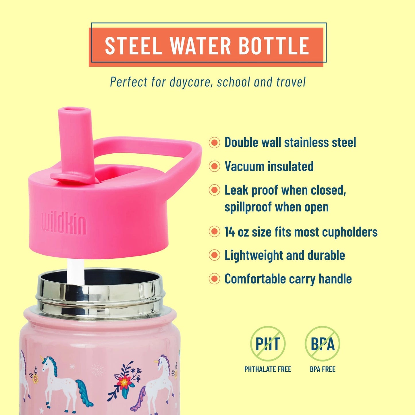 Wildkin Magical Unicorns Water Bottle - 14oz