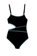 Limeapple Ebba Embroidered Textured 1 Piece Cut Out Swimsuit