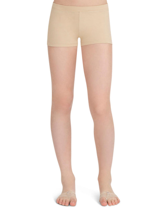 Capezio Children's Low Rise Boycut Shorts Nude, White